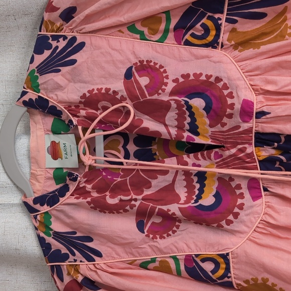 FARM Rio Peach Amulet Cotton Midi-Dress Size Medium - Picture 3 of 9